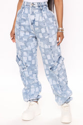 The Big Picture Cargo Jogger Jeans - White/Blue Ins Street